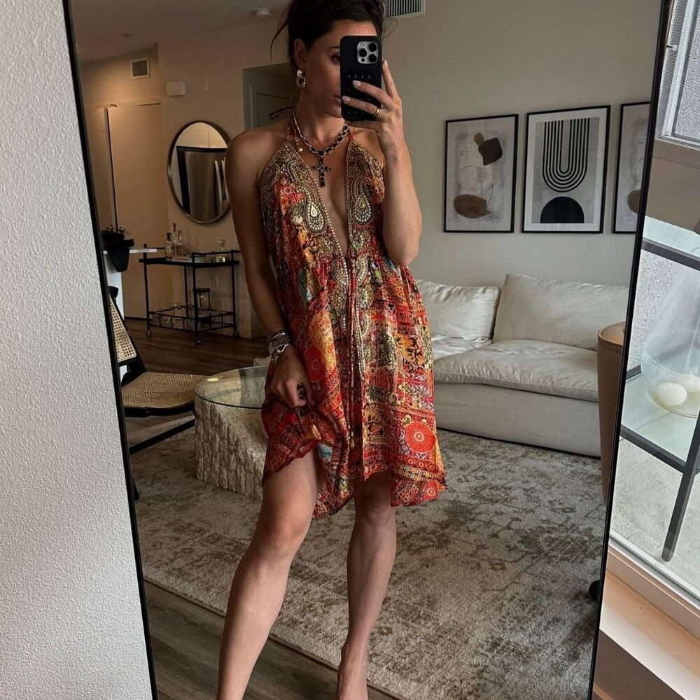12th Tribe Jasmine Orange Multi Embroidered Coverup Size O/SO/S